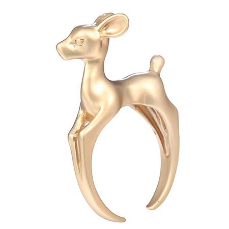 Amazon.com: Eiffy Adjustable Frosted Bambi Deer Finger Ring 3D Animal Elk Band Ring Vintage Ring Pet Lover Gift Chic Jewelry  (Silver): Clothing