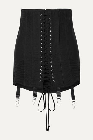 Black Gamine lace-up cotton-twill mini skirt | Orseund Iris | NET-A-PORTER