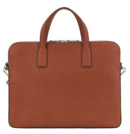 boss Hugo boss Zipped document case in Italian leather with contrast stitching