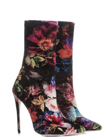 floral boots black