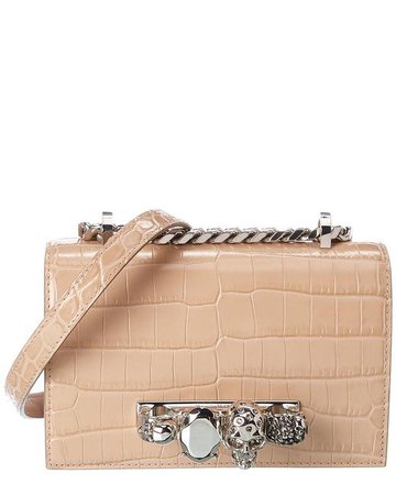 *clipped by @luci-her* Alexander McQueen Jeweled Mini Croc-embossed Leather 653134 1hb01 2611 Shoulder Bag