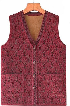 Amazon.com: Globoko Mother Women's Knitted Vest - Middle-Aged Elderly Ladies V-Neck Waistcoat,Fashion Cardigan Sweater Vest Top Liner V : Clothing, Shoes & Jewelry