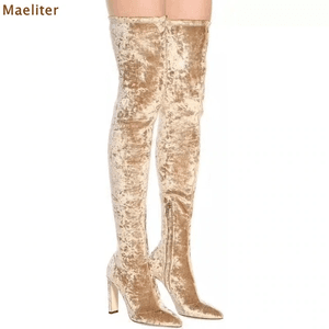 Gold over the knee boots