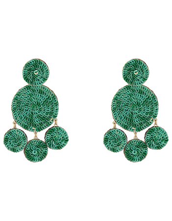 Embellished Disc Statement Earrings | Green | One Size | 6947713000 | Accessorize