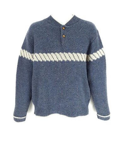 Vintage 80s Mens Sweater Size Medium Wool Nylon Henley | Etsy