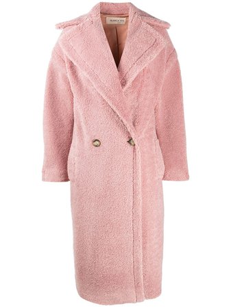 Shop pink Blanca Vita long double-breasted teddy coat with Afterpay - Farfetch Australia