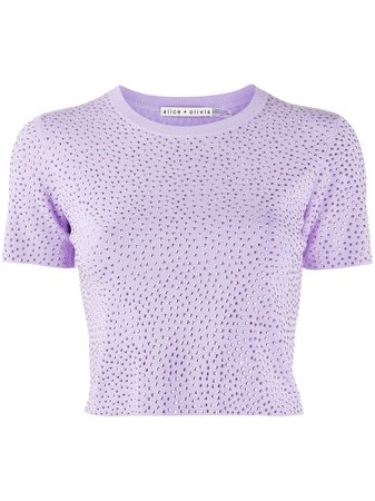 Alice+Olivia Ciara crystal-embellished knitted top purple