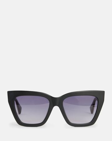 Minerva Square Cat Eye Sunglasses MATTE BLACK | ALLSAINTS US