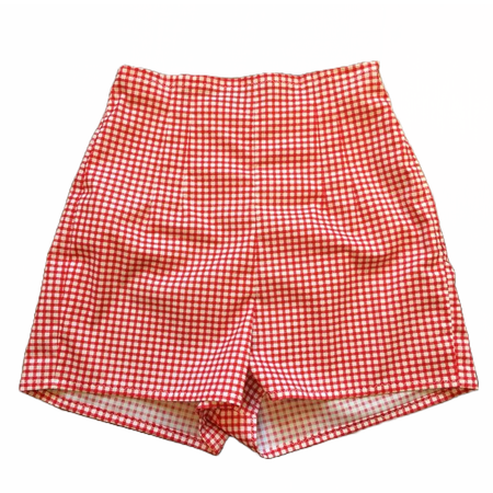 red gingham shorts