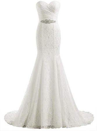 Likedpage Women's Lace Mermaid Bridal Wedding Dresses Ivory US2 at Amazon Women’s Clothing store