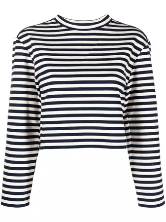 Maje Striped long-sleeved Cropped T-shirt