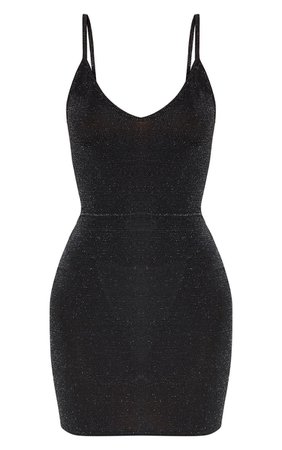 Black Strappy Lurex Bodycon Dress | Dresses | PrettyLittleThing