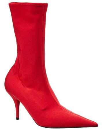 Balenciaga Leather Knife Stretch Knit Bootie in Red - Save 70% - Lyst