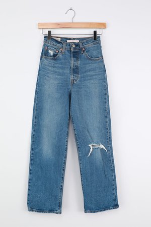 Levi's Ribcage Straight Ankle - Medium Wash Jeans - Hi-Rise Jeans