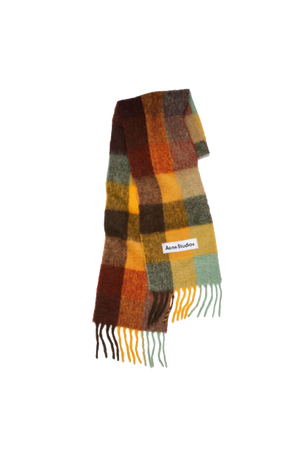 Acne Studios - LARGE CHECK SCARF in Chestnut brown/yellow/green