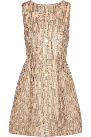 Gold Lindsey embellished cotton mini dress | Sale up to 70% off | THE OUTNET | ALICE + OLIVIA | THE OUTNET