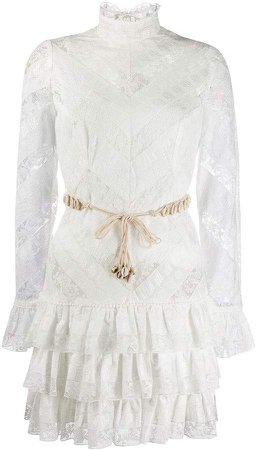 lace panel tiered dress