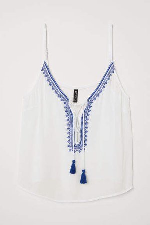 Camisole Top with Lacing - White