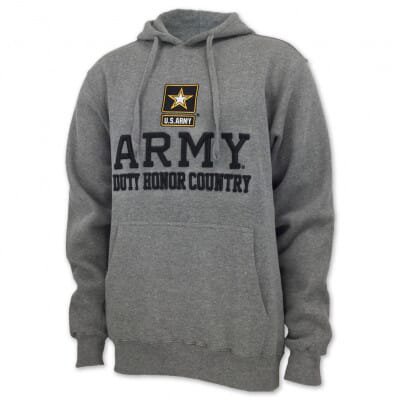ARMY DUTY HONOR COUNTRY EMBROIDERED FLEECE HOOD (GREY) - Army Men's - Army