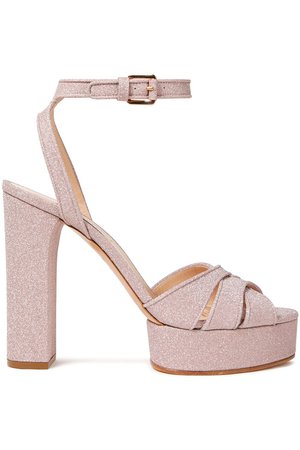 Lilac Selene glittered leather platform sandals  | CASADEI