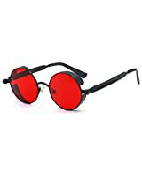 Amazon.com: GY Gothic Polarized Sunglasses for Men, Round Metal Frame, Retro Steampunk Sun Glasses Women, UV400 Protection Lens (Black frame/Black lens): Clothing