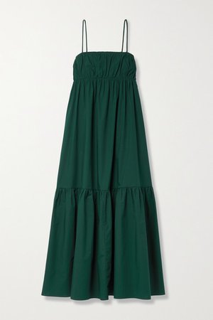 Disemma Gathered Tiered Cotton-poplin Maxi Dress - Emerald