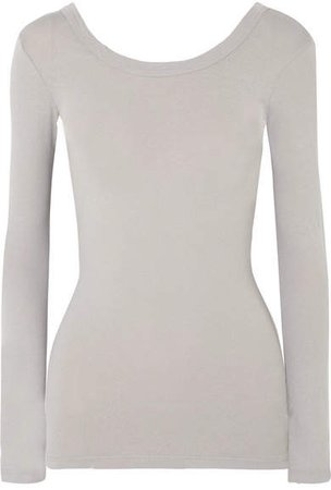 Skinny Ballet Stretch-cotton Jersey Top - Gray