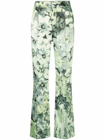 GANNI floral-print Flared Trousers