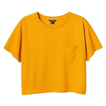 Monki Maja tee ❤ liked on Polyvore featuring tops, t-shirts, crop top, orange t shirt, crop t shirt, pocket t shirts and crop tee