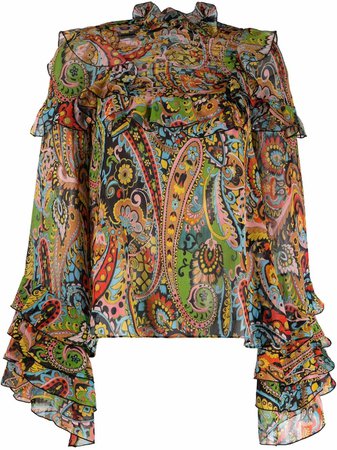 Etro flared paisley silk blouse - FARFETCH