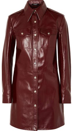Leather Mini Dress - Burgundy