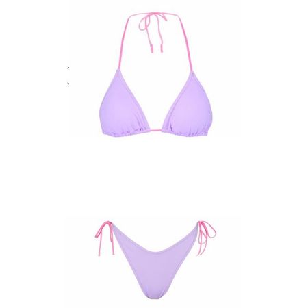 light purple pink triangle string bikini swimsuit bathing suit png