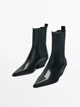 Leather high heel ankle boots - Massimo Dutti