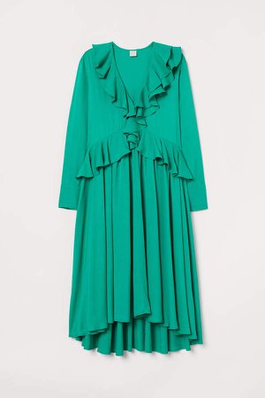 Flounced Dress - Green