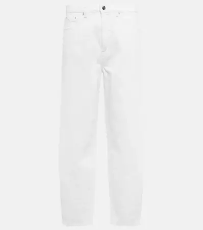 High Rise Barrel Leg Jeans in White - Toteme | Mytheresa