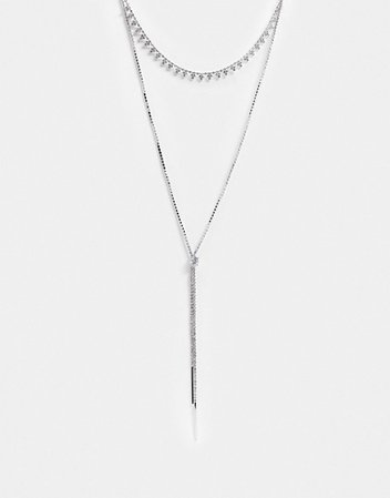 ALDO Delbeatrice knotted multirow necklace in silver | ASOS