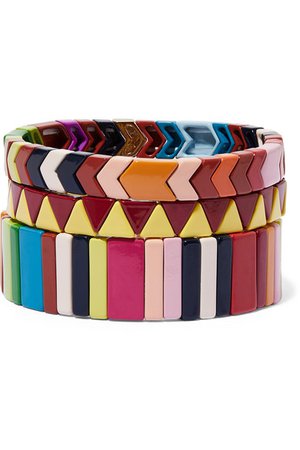 Roxanne Assoulin | Set de trois bracelets en émail Picnic Blanket | NET-A-PORTER.COM