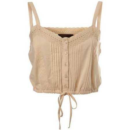 beige lacy button up tank top