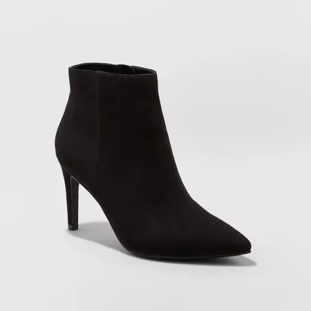 Women's Norelle Microsuede Stilletto Pointed Bootie - A New Day™ Black : Target