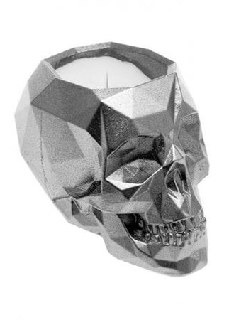 Silver Concrete Skull Candle | Attitude Clothing