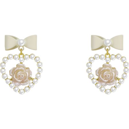 Pearl bow earrings niche design high-end flower earrings winter gentle 925 silver needle earrings women