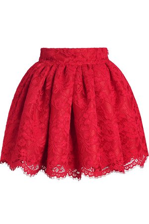 Red Floral Lace Bubble Skirt