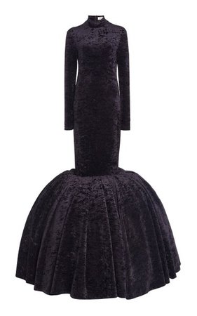 Drama Crushed-Velvet Bubble-Hem Gown By Balenciaga | Moda Operandi