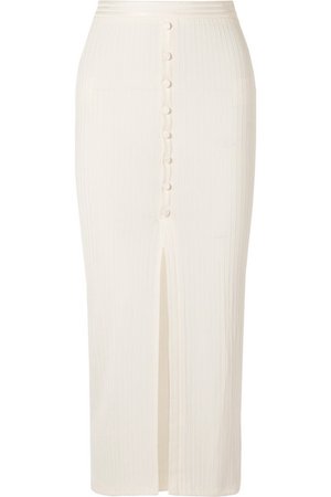 Fleur du Mal | Button-embellished ribbed-knit midi skirt | NET-A-PORTER.COM