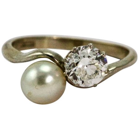 edwardian pearl & diamond ring