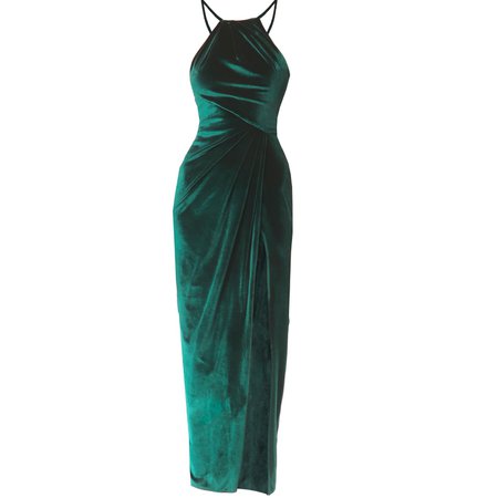 Angelika Jozefczyk Velvet Emerald Drapped Dress Sofia