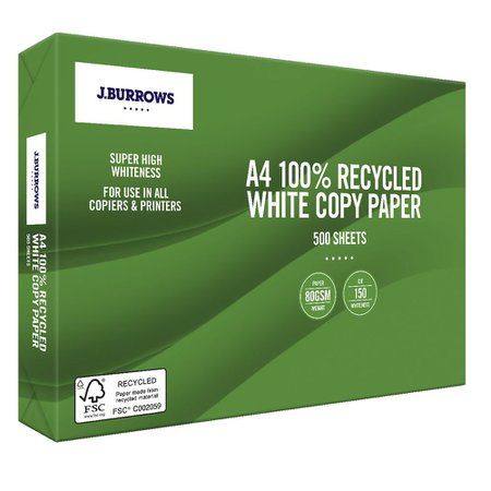 J.Burrows Premium 100% Recycled A4 Paper 500 Sheets