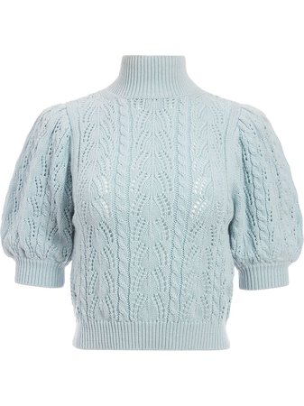 Alice+Olivia Kyoko pointelle-knit Cropped Top