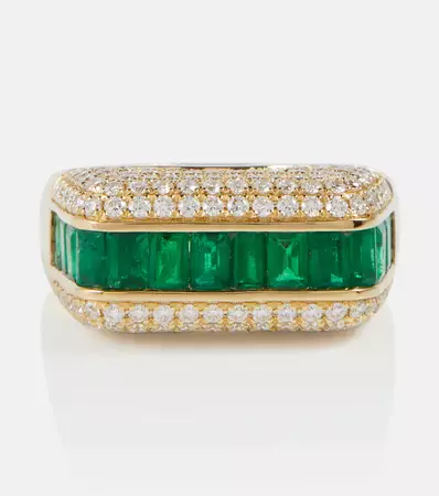 Rainbow K - Empress 18kt gold ring with emeralds and diamonds | Mytheresa