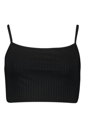 Recycled Strappy Rib Crop Top | Boohoo UK